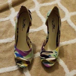 ❤Colorful peep toe heels